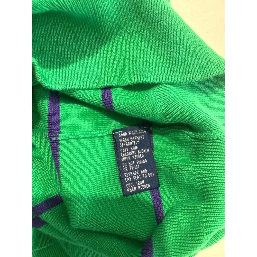 Polo Golf Ralph Lauren sweater 100% pima cotton sport kelly green stripes men L